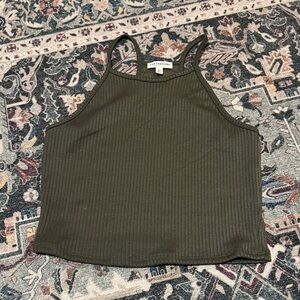 Earthbound Olive Ribbed cropped tank